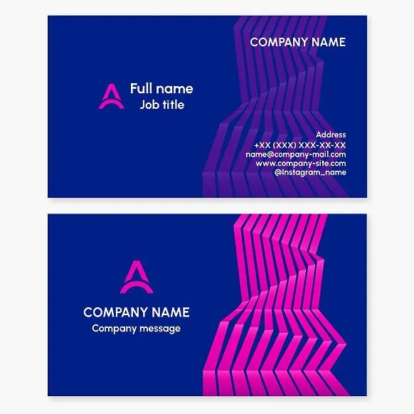 Abstract business card template with vibrant colors. Tower, bridge. Letter A.