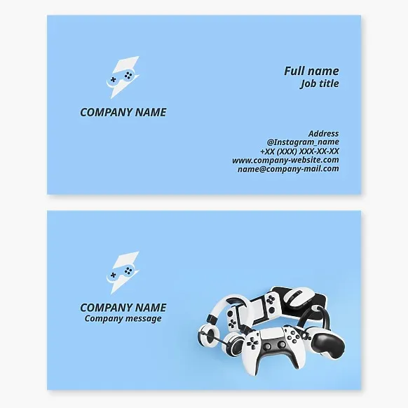 Business card template. Video games, gaming consoles, gamers, entertainment industry.