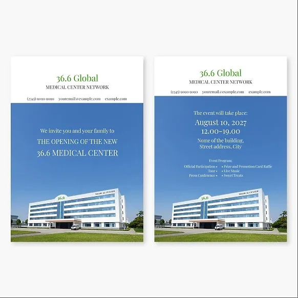 Informational postcard template about the opening of a new establishment