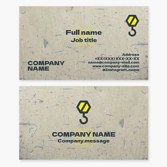 Business card template. Capital construction. Crane services.