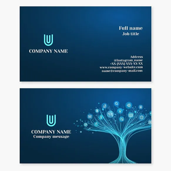 Business card template. University. Letter U.