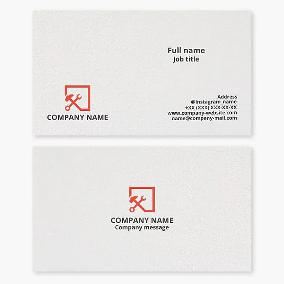 Business card template. Machine and equipment repair.