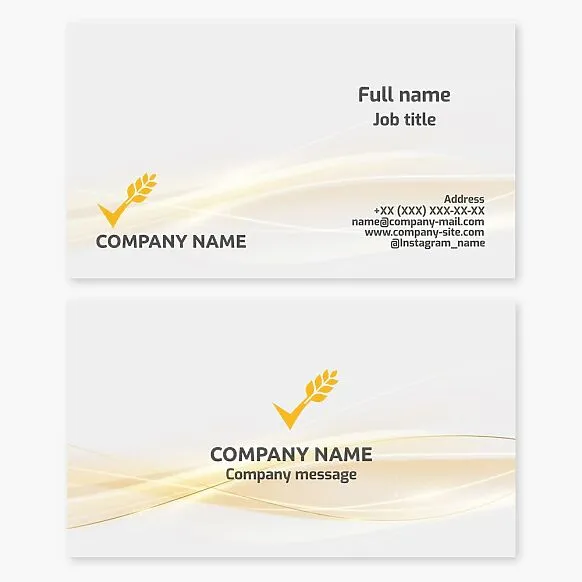 Business card template. Agricultural company. Growing and selling wheat.