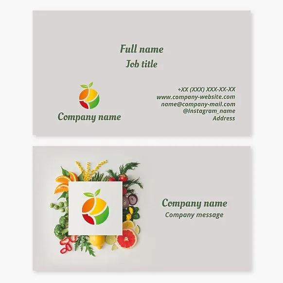 Business Card Template Fruits and Vegetables