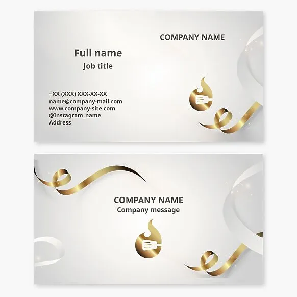Business card template. Products for grilling, picnics, and outdoor activities and holidays. A recreation center with rental houses and amenities. Streamers, golden fire, and a kitchen spatula.