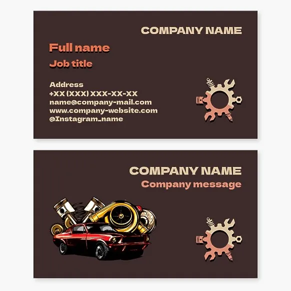 Vintage style business card template Auto repair and spare parts