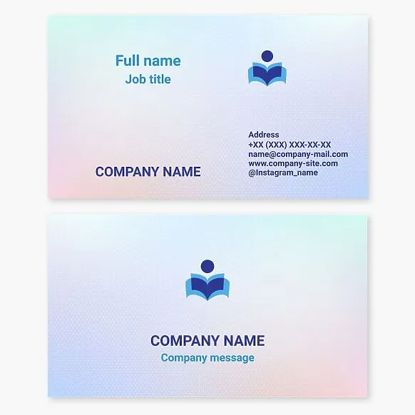 Business card template with the Reading Figure logo. Bookstore. Library. Knowledge. School. Tutor.