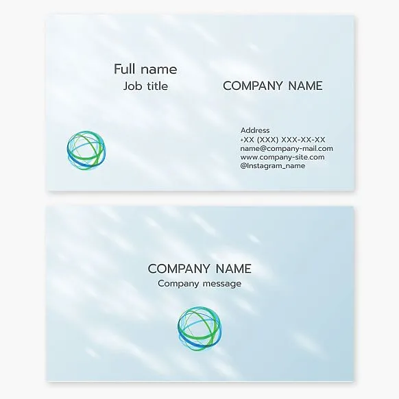 Business card template. Environmental organization. Planet Earth, sun rays.