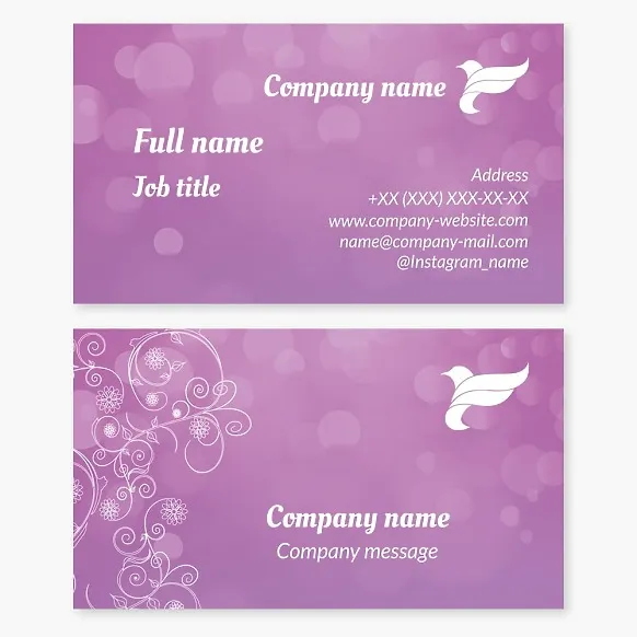 Business card template Dove, bird, beauty, beauty salon