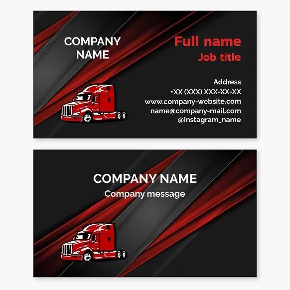 Business card template Truck, cargo transportation