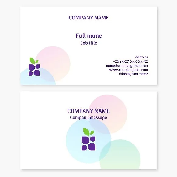 Business card template. Blueberries, blueberries. Growing and supplying berries.