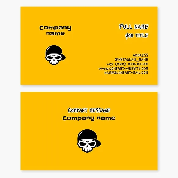 Skull Business Card Template. Youth Movement. Informal Organization.