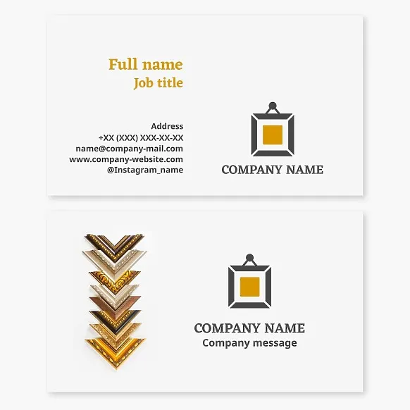 Business card template Frames for paintings and embroidery