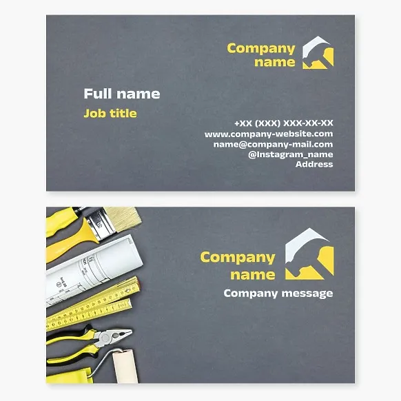 Business card template Home and premises repair, tools and materials for repair