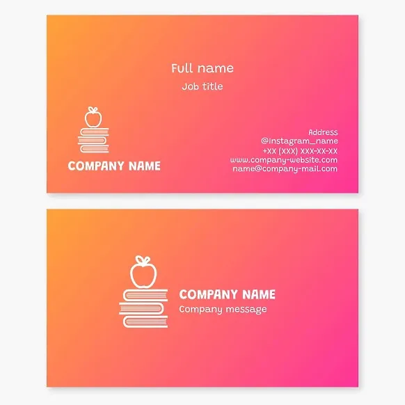 Books with Apple | Business Card Template for Education | Tutor | Private Library | Self-Education Portal