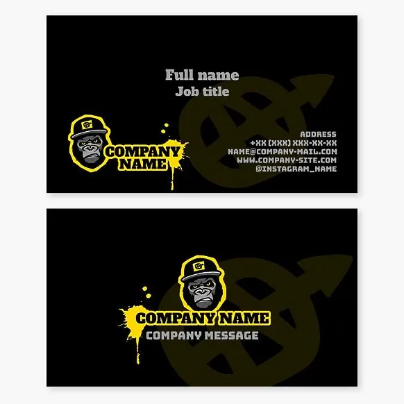 Gorilla Ape Business Card Template. Youth Organization. Graffiti Spray Paint Store.