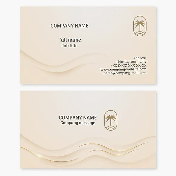 Business card template. Recreation, tourism, nature, prosperity.