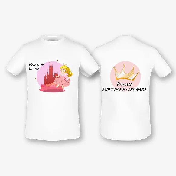 A template for a personalized T-shirt with a Princess print