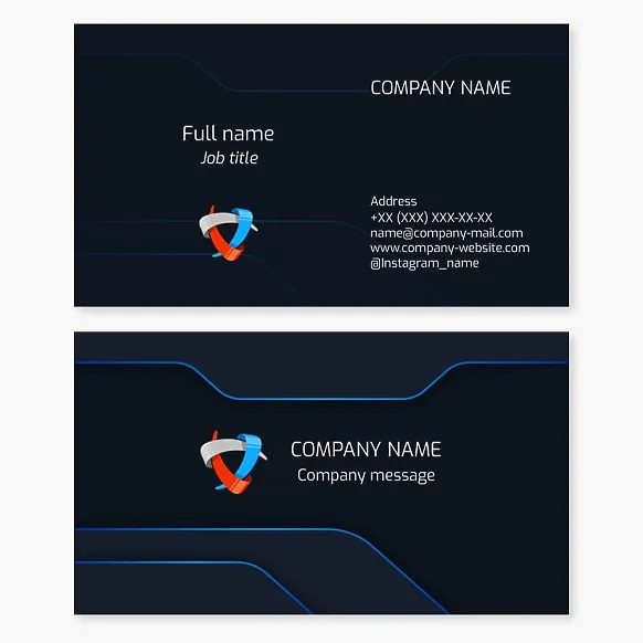 Business card template with an abstract shield logo. Security agency.