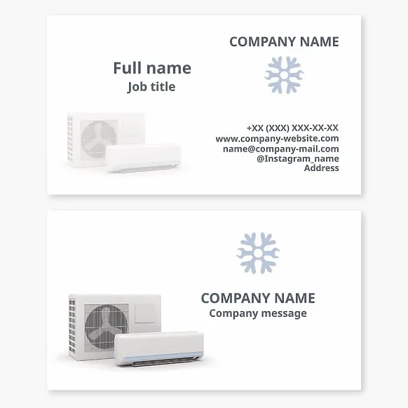 Business card template Repair and maintenance of air conditioners