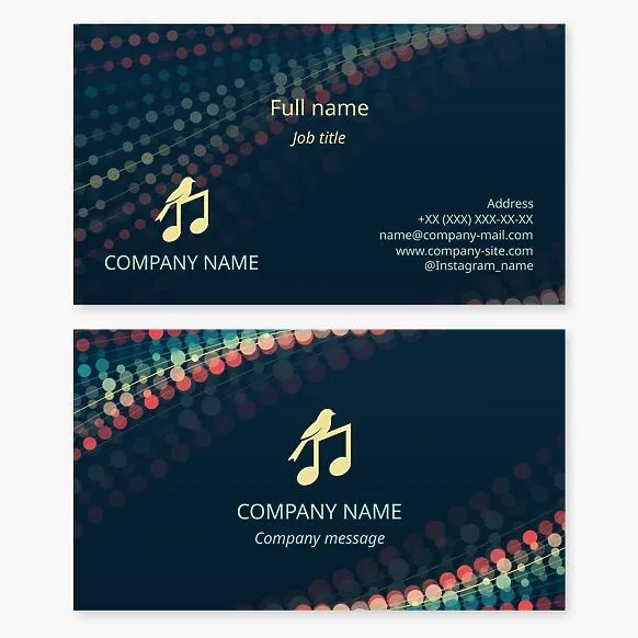 Birdsong business card template. Music, notes, and light show. Children's choir. Vocal classes.