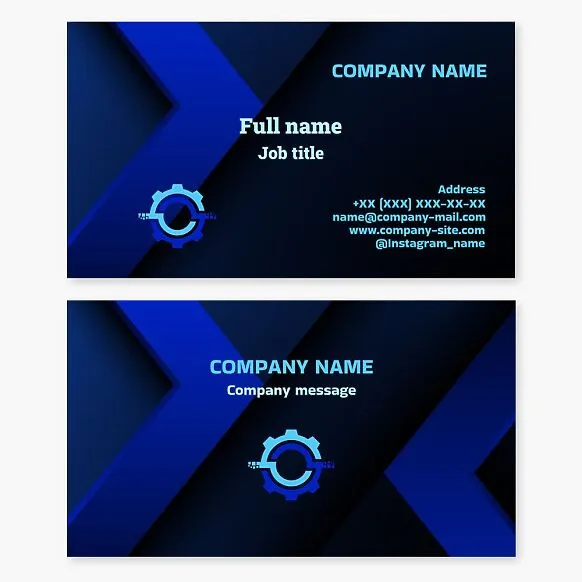 Business card template for an engineering mechanical engineering company.