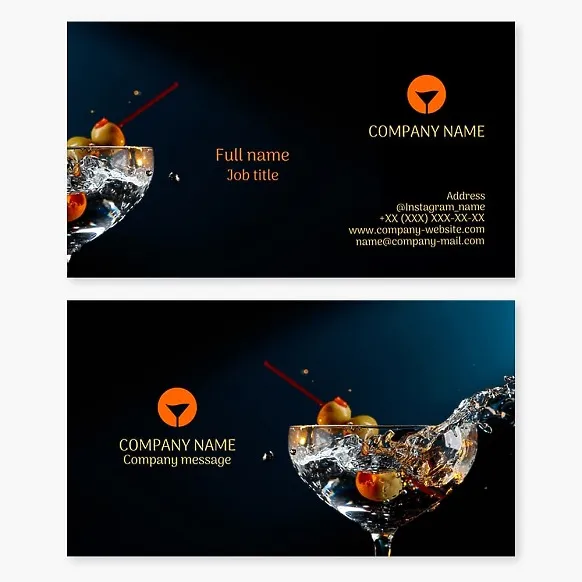 Business card template. Alcohol bar.
