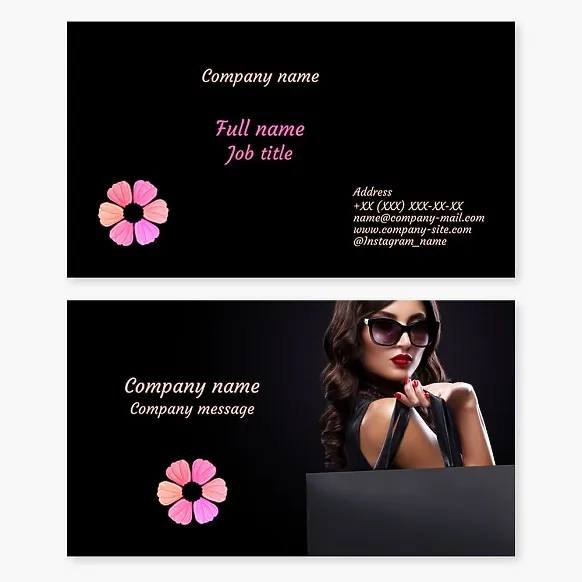 Business card template. Cosmetics store. Shopping mall. Women's brand.