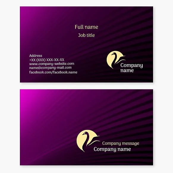 Swan Logo | Purple Business Card Template