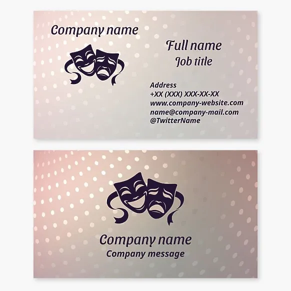 Business card template Tragedy, comedy, theater, masks