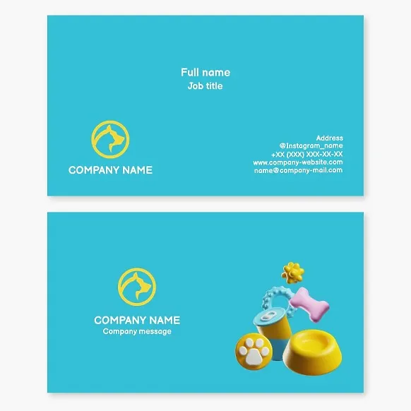 Business card template. Pet supplies, pet store.