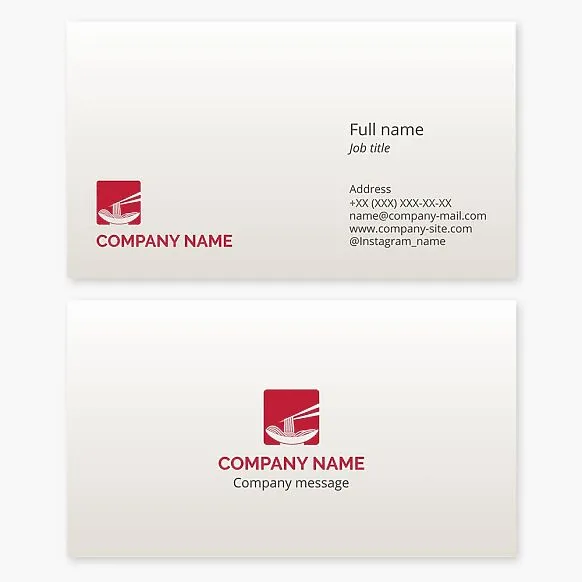 Business card template. Japanese noodle restaurant, Chinese noodle restaurant.