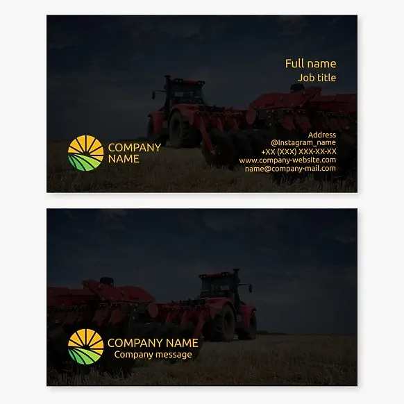 Business card template. Agribusiness. Agricultural activities.