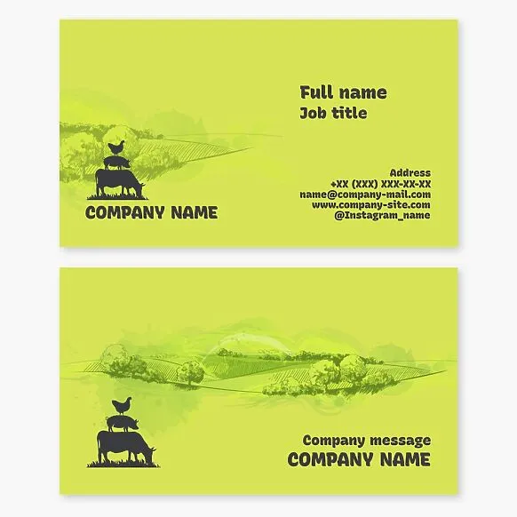 Business card template. Farm. Livestock. Farm animals.