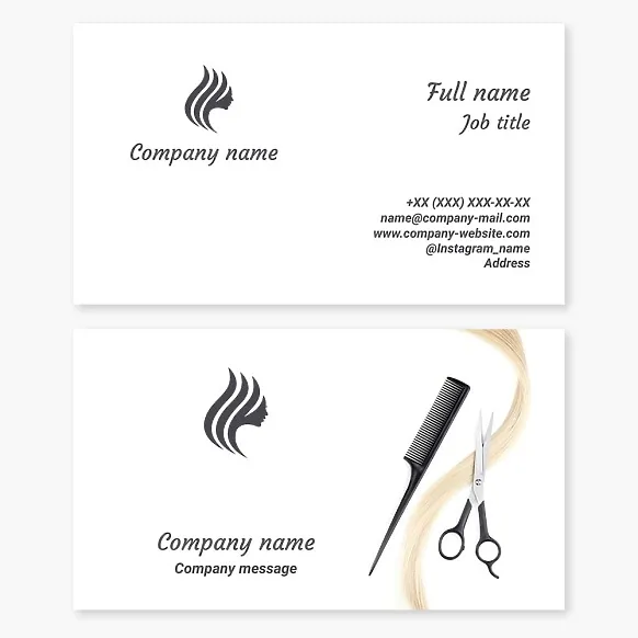 Business card template Hairdresser, wigs