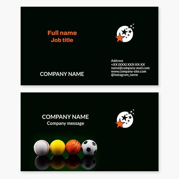 Business card template. Sporting goods. Sports center.