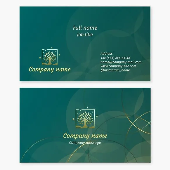 Business card template with a tree logo. Landscaping services. A symbol of life, growth, stability, strength, wisdom, rebirth, and the eternal cycle of life, the universe, family unity, and clan.
