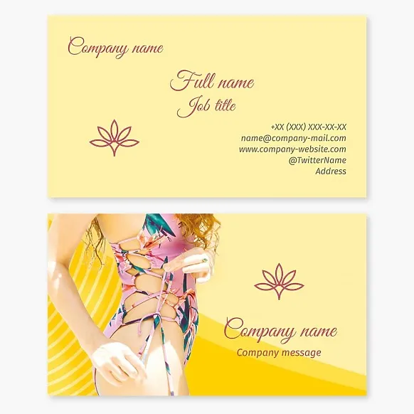 Business card template Swimsuits, swimming trunks and pareos