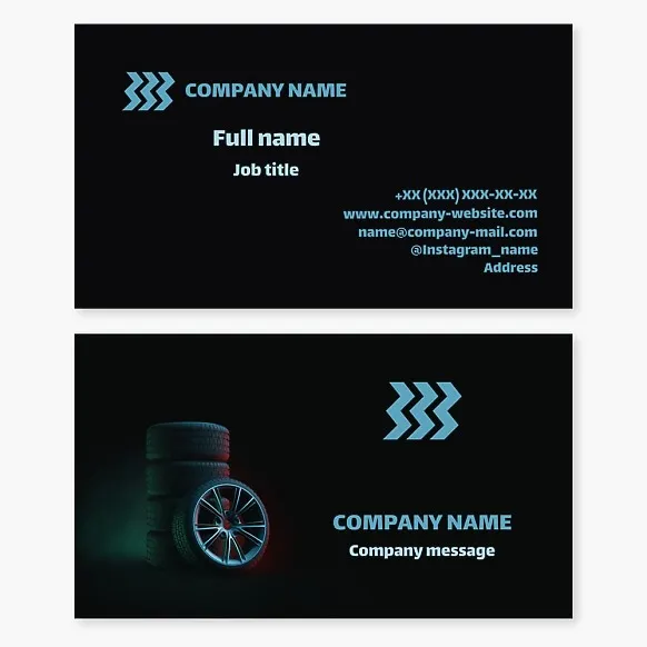 Business card template Tire service, tires, car wheels