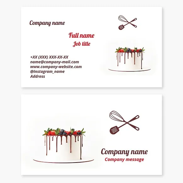 Patisserie business card template, Cakes