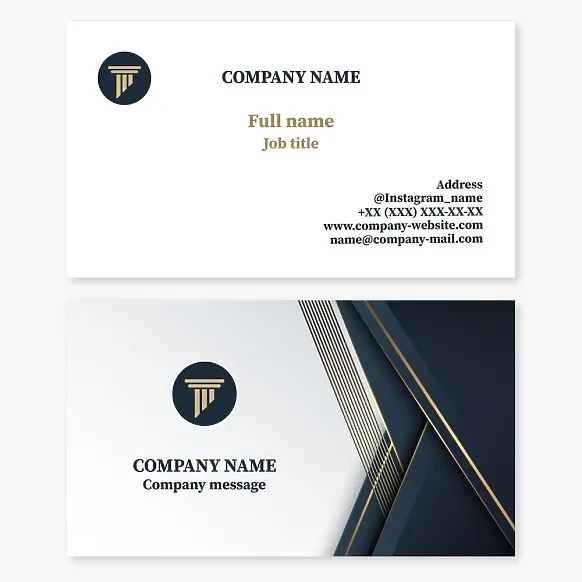Business card template with the Pillar law firm logo. Attorney, notary, lawyer, defense attorney.