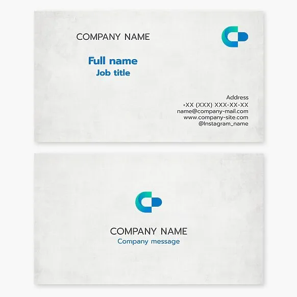 Abstract business card template for healthcare and pharmacy. Letter C, enteric-coated capsule with medication.