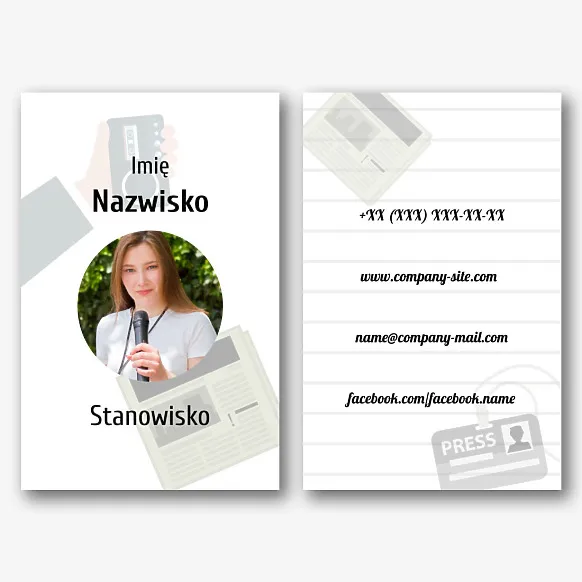 Szablon wizytówki dziennikarza
