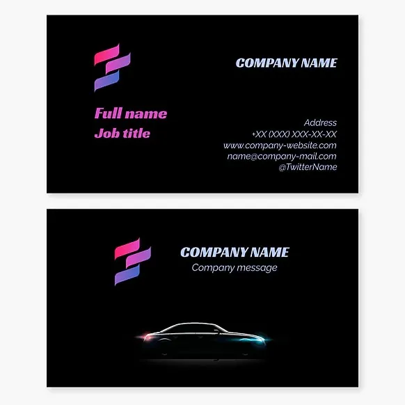 Business card template Auto, flags, brands