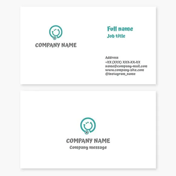 Doctor business card template. Cartoon-style stethoscope. Pediatric doctor.