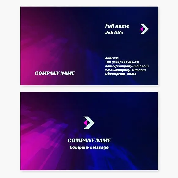 A generic business card template. Abstraction. Two opposing vectors. Programming. Confident business growth. Esports.