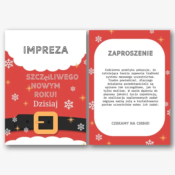 Szablon zaproszenia na imprezę sylwestrową