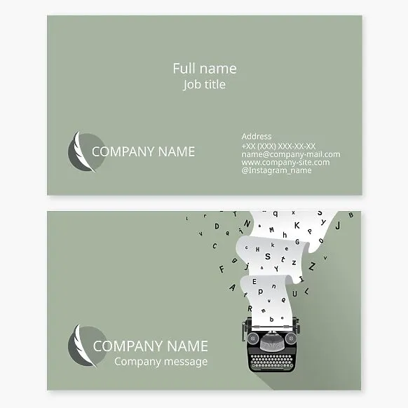 Quill Pen Logo | Poet, Novelist, Writer, Author | Typewriter Business Card Template