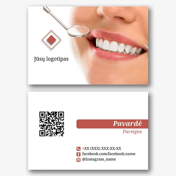Odontologo vizitinės kortelės Šablonas