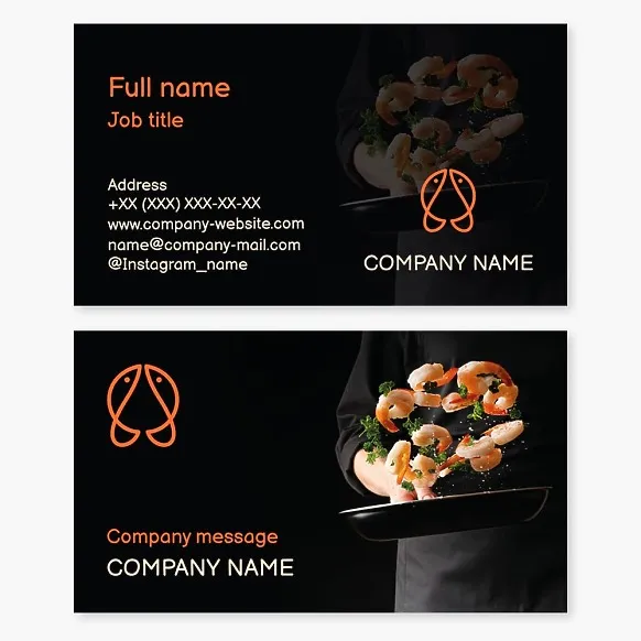 Business card template Sea food, seafood restaurant